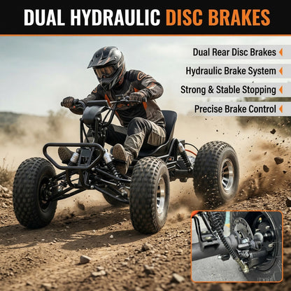 Adults & Kids Electric Off-Road Go Kart, 12-Mile Range, Brushless Peak 4000W, 31MPH, 3 Speed + Reverse, Shaft Drive Diff, AT19x7-8 Tires, Backyard/Private Trails, Beach/Sand