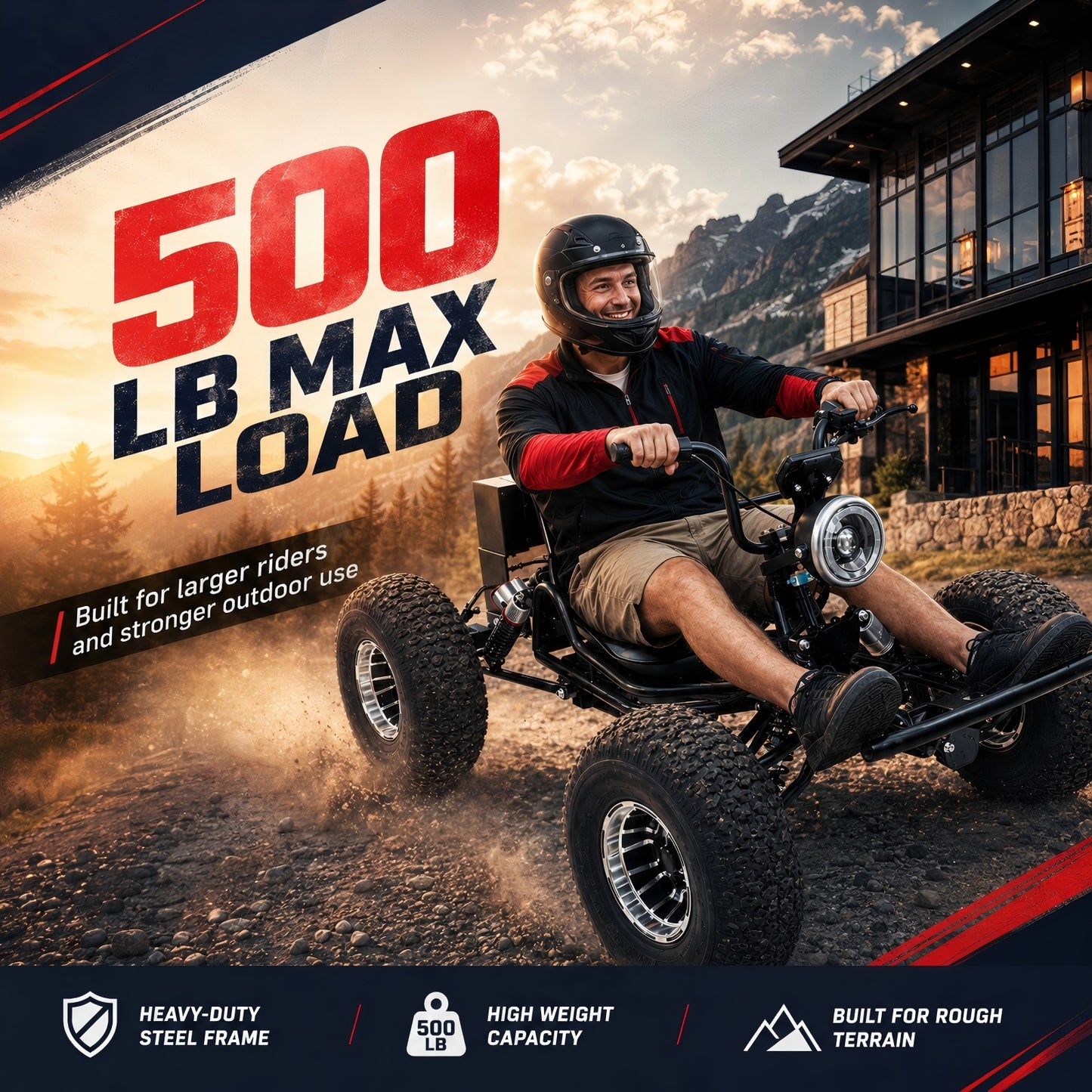 72V 3000W Electric Off-Road Go Kart for Adults & Teens, Peak 10.8kW, Up to 45 MPH, 37-Mile Range