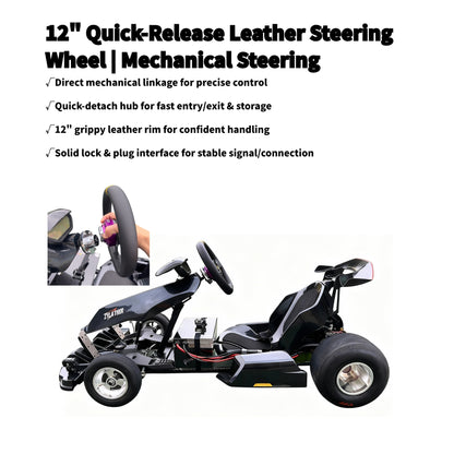 Zyliathor 3000W Mid-Mount Electric Racing Go-Kart, Peak 28kW, 18S 52Ah Battery, 72530 Controller,74.6 mph, Adjustable Chassis, 12" Quick-Release Wheel, Hydraulic Brakes, LED Display & Lights