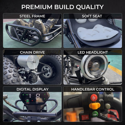 Adult & Kids Electric Go Kart,2000W Brushless,31MPH,Up to 12 miles, 3 Speed + Reverse, Hydraulic Disc Brake, 6" All-Terrain Tires, 440 lb, Off-Road Kart for Backyard & Private Property Trails (Black)