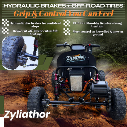 72V 3000W “Little Mountain Leopard” (Peak 25kW), 18S 52Ah, 75 mph,13x5.00-6 Tires,428 Chain