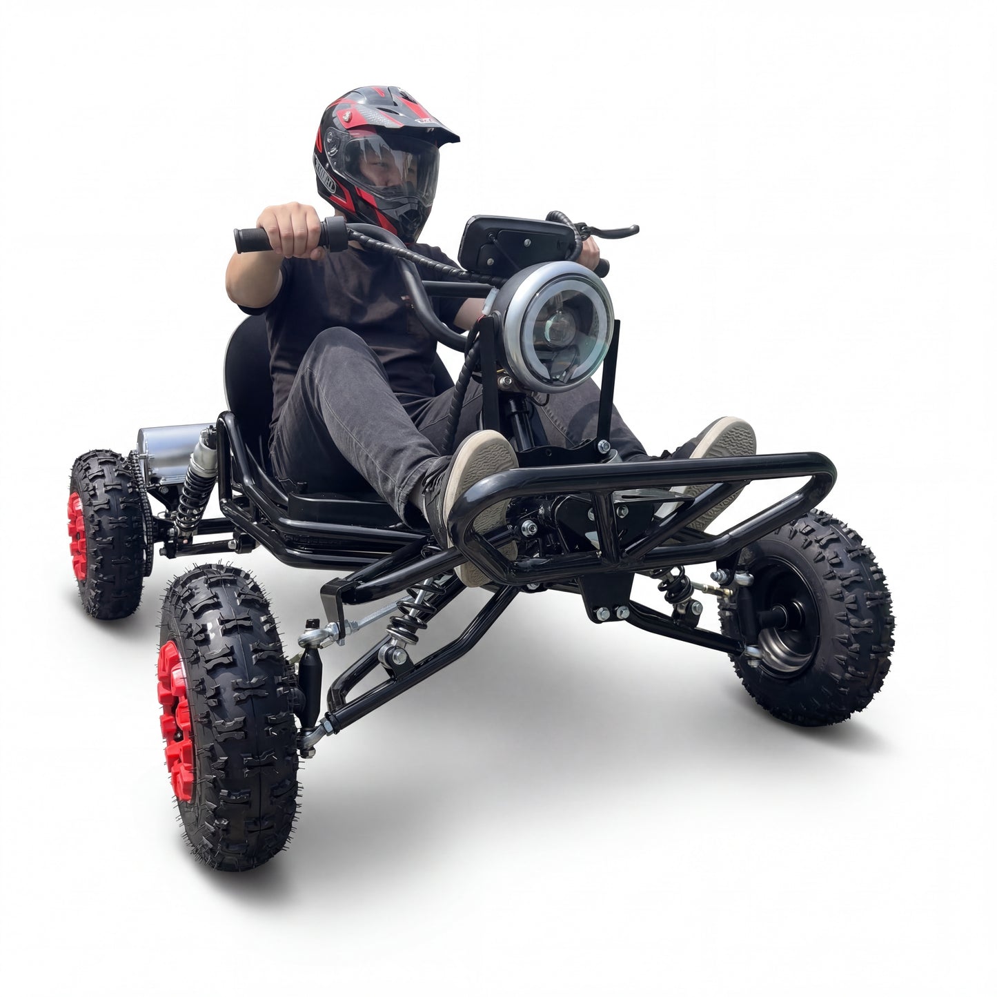 Adult & Kids Electric Go Kart,2000W Brushless,31MPH,Up to 12 miles, 3 Speed + Reverse, Hydraulic Disc Brake, 6" All-Terrain Tires, 440 lb, Off-Road Kart for Backyard & Private Property Trails (Black)