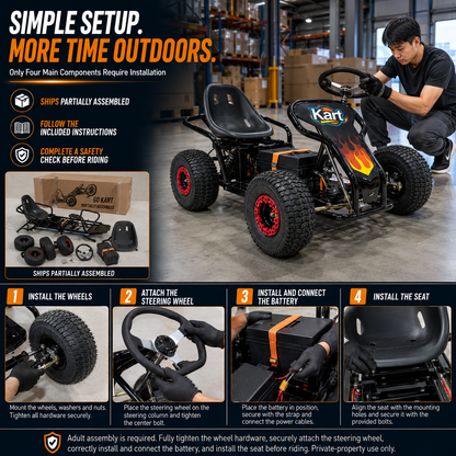 Zyliathor 48V 650W Electric Go Kart 35 miles