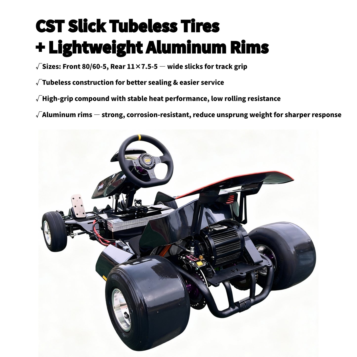 Zyliathor 3000W Mid-Mount Electric Racing Go-Kart, Peak 28kW, 18S 52Ah Battery, 72530 Controller,74.6 mph, Adjustable Chassis, 12" Quick-Release Wheel, Hydraulic Brakes, LED Display & Lights