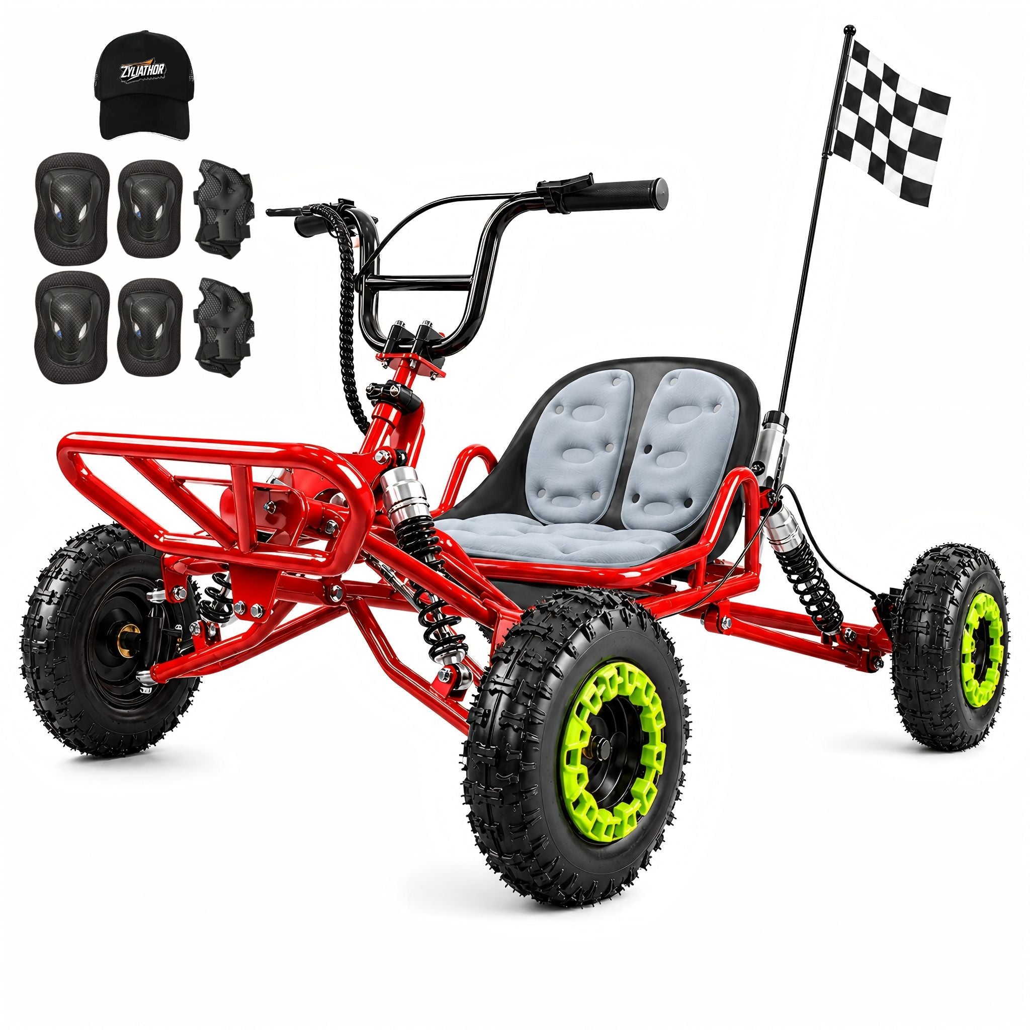 Gas Go Kart, 63.3cc Up to 28MPH, Pull Start，6