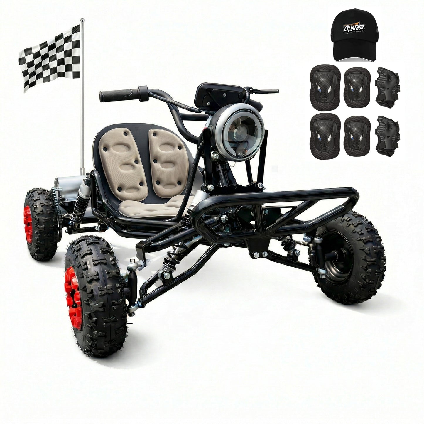 Adult & Kids Electric Go Kart,2000W Brushless,31MPH,Up to 12 miles, 3 Speed + Reverse, Hydraulic Disc Brake, 6" All-Terrain Tires, 440 lb, Off-Road Kart for Backyard & Private Property Trails