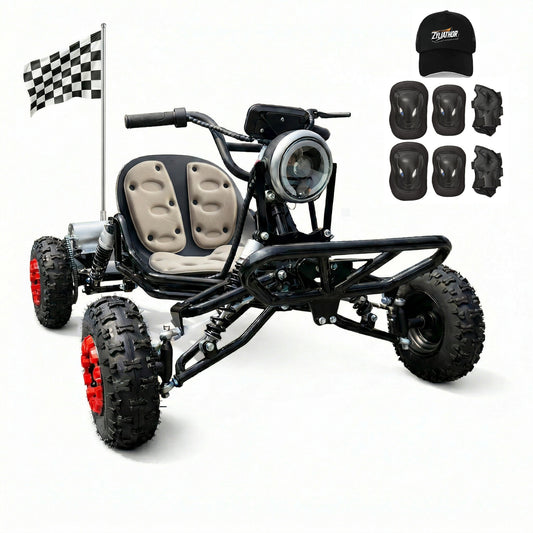 Adult & Kids Electric Go Kart,2000W Brushless,31MPH,Up to 12 miles, 3 Speed + Reverse, Hydraulic Disc Brake, 6" All-Terrain Tires, 440 lb, Off-Road Kart for Backyard & Private Property Trails (Black)