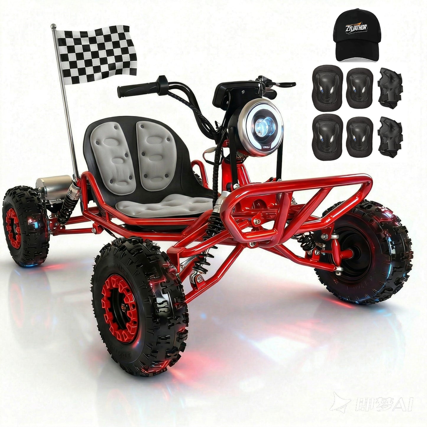 Adult & Kids Electric Go Kart,2000W Brushless,31MPH,Up to 12 miles, 3 Speed + Reverse, Hydraulic Disc Brake, 6" All-Terrain Tires, 440 lb, Off-Road Kart for Backyard & Private Property Trails