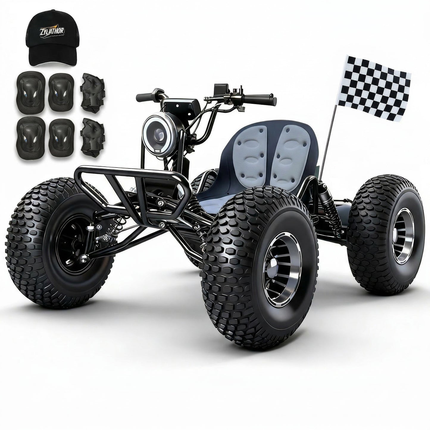 Adults & Kids Electric Off-Road Go Kart, 12-Mile Range, Brushless Peak 4000W, 31MPH, 3 Speed + Reverse, Shaft Drive Diff, AT19x7-8 Tires, Backyard/Private Trails, Beach/Sand