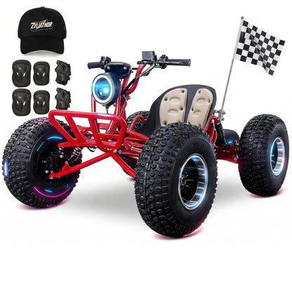 Adults & Kids Electric Off-Road Go Kart, 12-Mile Range, Brushless Peak 4000W, 31MPH, 3 Speed + Reverse, Shaft Drive Diff, AT19x7-8 Tires, Backyard/Private Trails, Beach/Sand