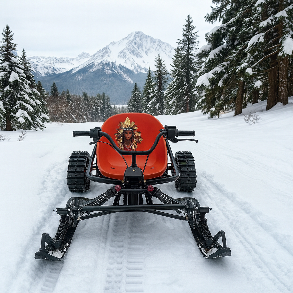 Snow Track & Ski Conversion Kit for Zyliathor 212cc / 48V 1500W / 48V 2000W Go Karts – Rear Rubber Tracks & Front Ski Assembly