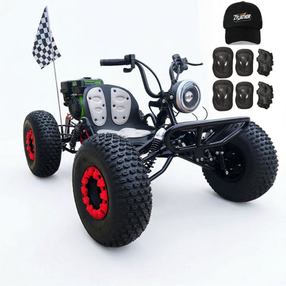 4-stroke 212cc Upgrade Off-Road Go Kart,8" All-Terrain Tires,Electric start, forward + reverse gears