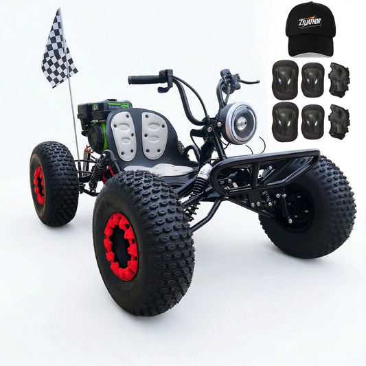 4-stroke 212cc Upgrade Off-Road Go Kart,8" All-Terrain Tires,Electric start, forward + reverse gears