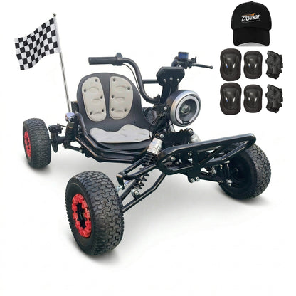 72V 3000W "Mountain Tiger"（Peak 10.8kW)Electric Off-Road Go Kart, 26Ah (37mi), 62mph, 6″/8″ AT Tires, Shaft Drive, 3-Speed+Reverse