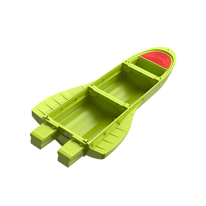 12.7 FT Modular Fishing Boat, PE Hard Hull Pontoon, 1200 lb Capacity, Up to 25HP Motor Ready, Portable Fishing Boat with Fish Box and Storage, Gray