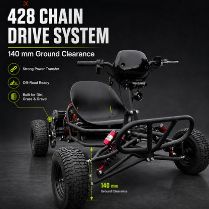72V 3000W “Little Mountain Leopard” (Peak 25kW), 18S 52Ah, 75 mph,13x5.00-6 Tires,428 Chain