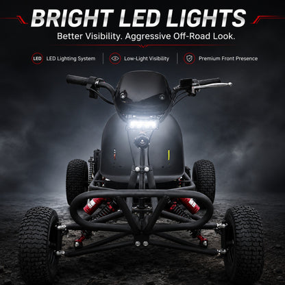 72V 3000W “Little Mountain Leopard” (Peak 25kW), 18S 52Ah, 75 mph,13x5.00-6 Tires,428 Chain