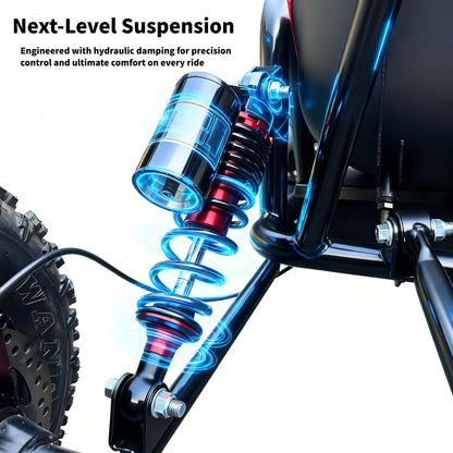 60V 2000W Electric Off-Road Go Kart, 15Ah Battery, 6" Tires, Hydraulic Disc Brake, Coil/Hydraulic Shocks, Teens & Adults, Dirt & Sand