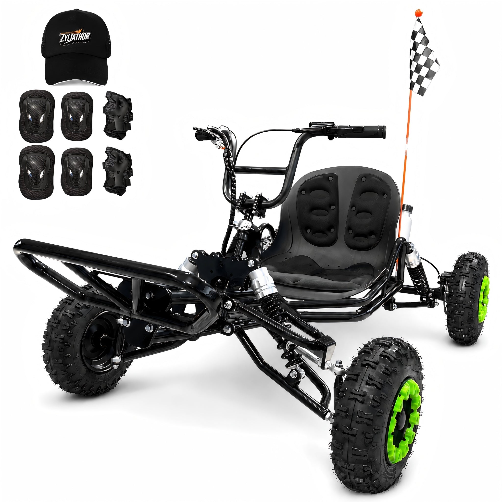 Gas Go Kart, 63.3cc Up to 28MPH, Pull Start，6