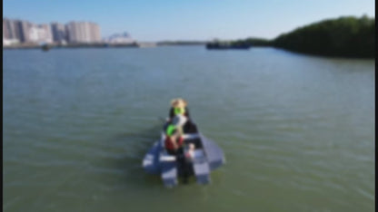 12.7 FT Modular Fishing Boat, PE Hard Hull Pontoon, 1200 lb Capacity, Up to 25HP Motor Ready, Portable Fishing Boat with Fish Box and Storage, Gray