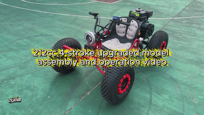 4-stroke 212cc Upgrade Off-Road Go Kart,8" All-Terrain Tires,Electric start, forward + reverse gears